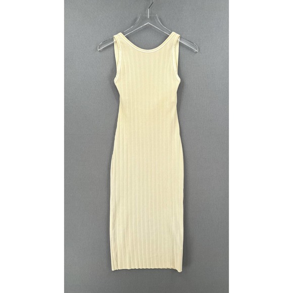 ENZA COSTA Dress Womens Small Cream Rib Scoop Back Midi Dress Stretch Low Back - Picture 2 of 16